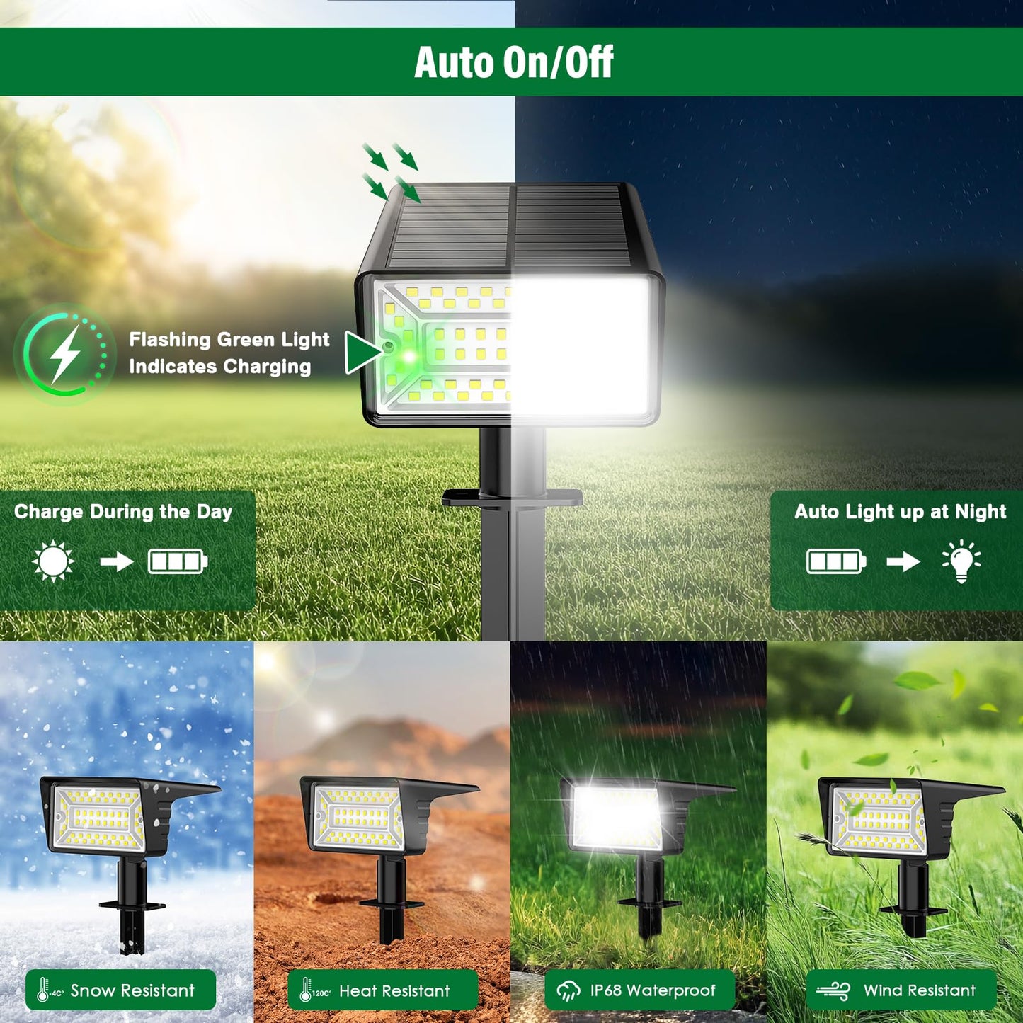 Lamkeep Solar Spot Lights Outdoor With 60 Led & Auto On/Off  6 Pack Solar Lights Outdoor Waterproof Ip68 With 3 Lighting Modes  2-In-1 Solars Landscape Light For Outside  Garden  Yard(Cool White)