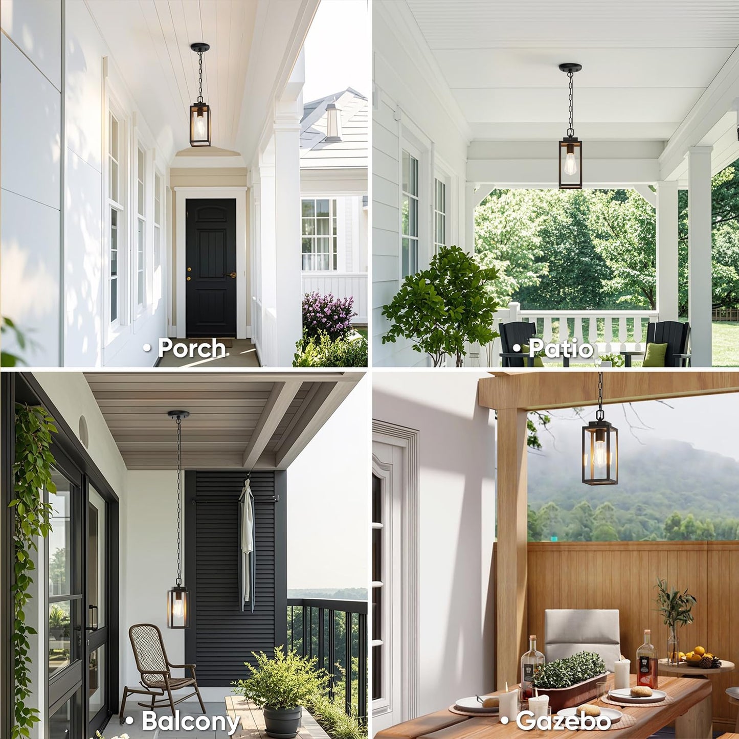 Aoceley Dusk To Dawn Outdoor Pendant Light  Modern 1-Light Outdoor Hanging Lantern  Matte Black Aluminum With Clear Glass  Exterior Pendant Lighting Fixture For Porch