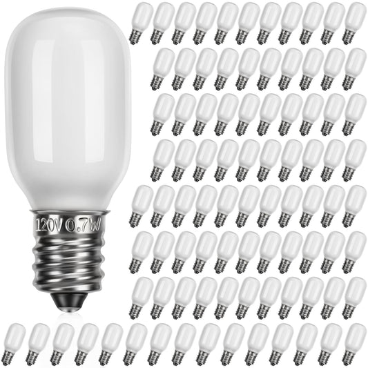 Meonum Christmas Village Replacement Light Bulbs  E12 Candelabra Base T20 Led Bulbs  0.7W 120V Replacement Light Accessories For Villages Houses  Christmas Tree  Halloween Pumpkin(90 Pieces)