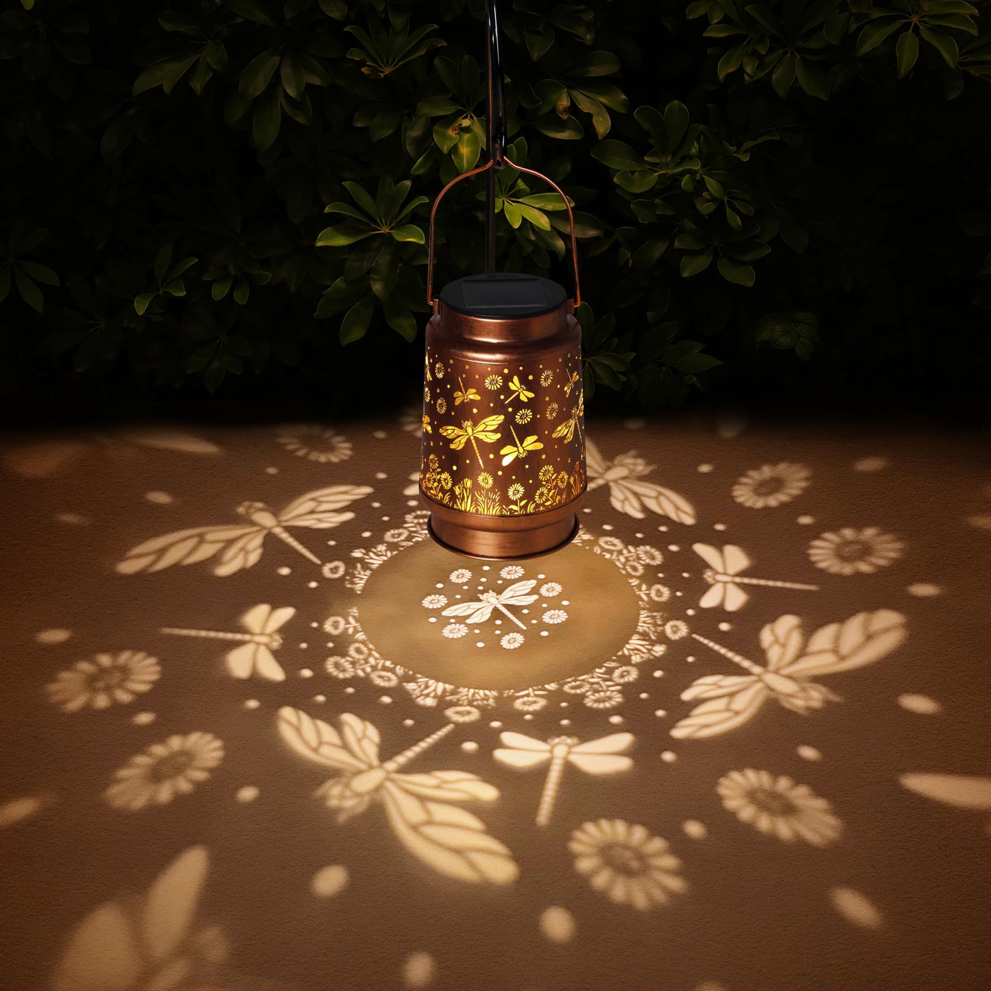 2 Pack Dragonfly Solar Lanterns Outdoor Waterproof Rose Garden Decor Gifts For Women Mom Grandma Hanging Solar Lights Metal Lantern Decoration Outside For Yard Patio Backyard Porch