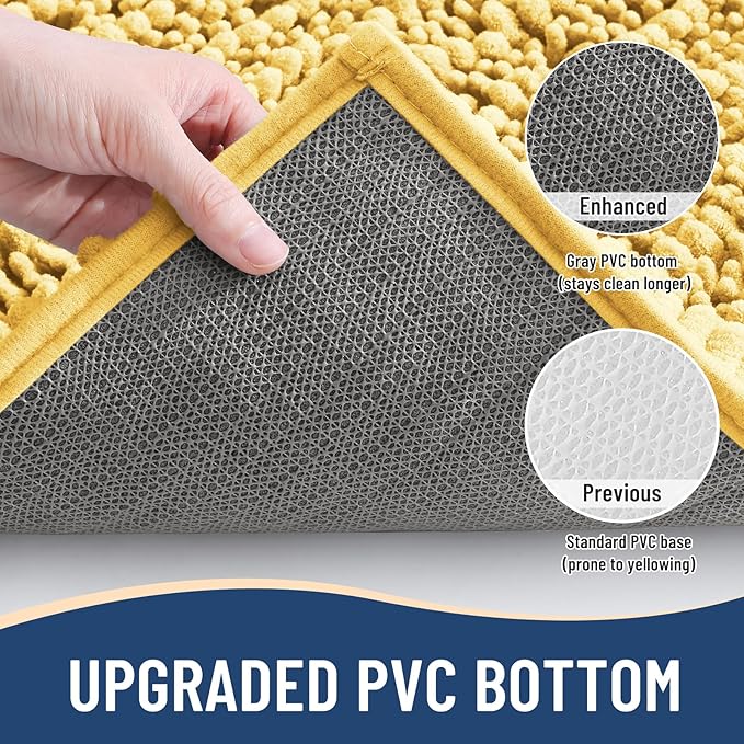 Arotive Luxury Chenille Bathroom Rug Mat, Extra Soft Thick Absorbent Shaggy Bath Rugs, Non-Slip Machine Wash Dry, Plush Bath Mats for Bathroom, Shower and Tub, 30x20, Yellow