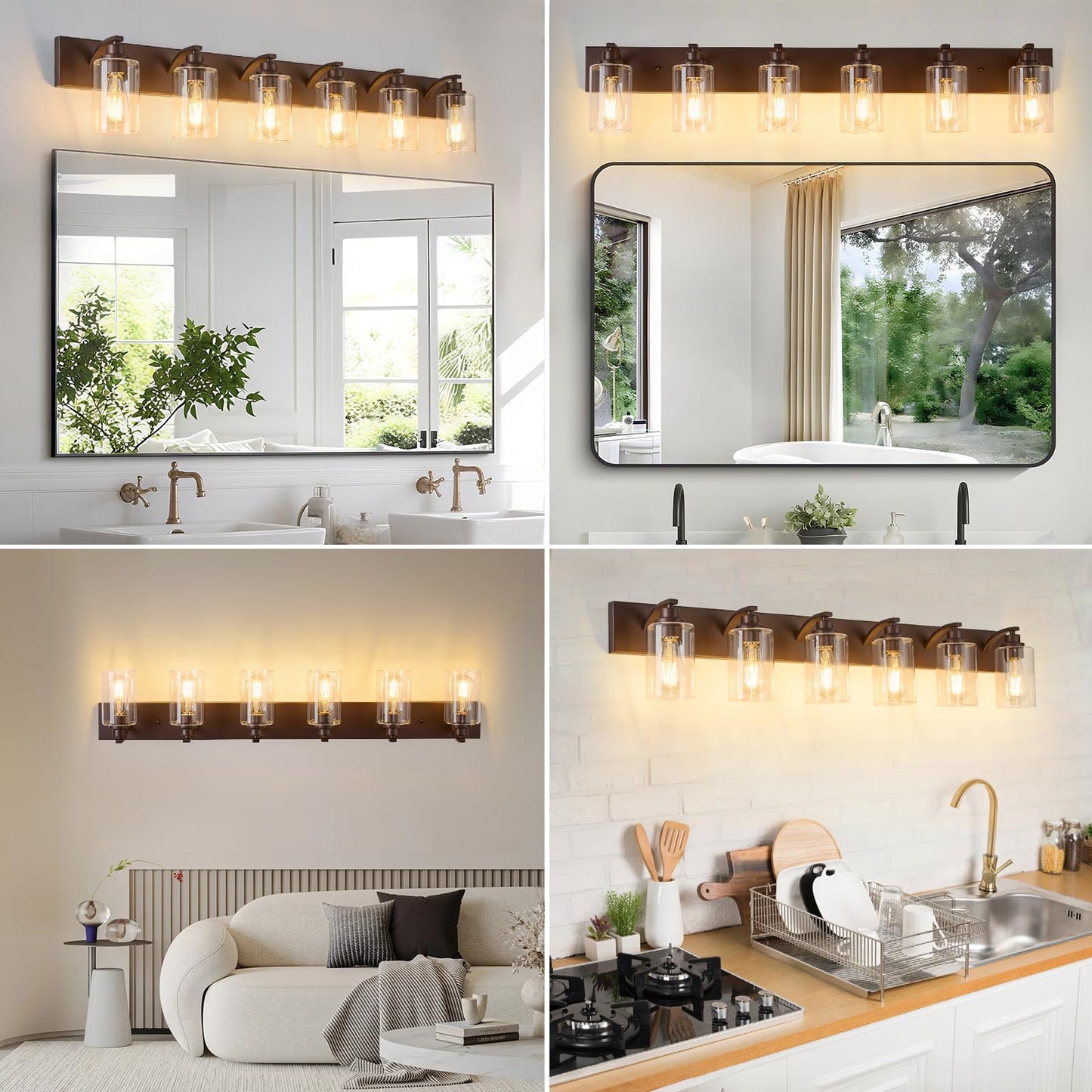 Alaislyc 6-Light Bathroom Light Fixtures Modern Orb Vanity Lights For Bathroom Lighting Fixtures Over Mirror With Clear Glass Shade For Cabinet Mirror Bedroom Hallway
