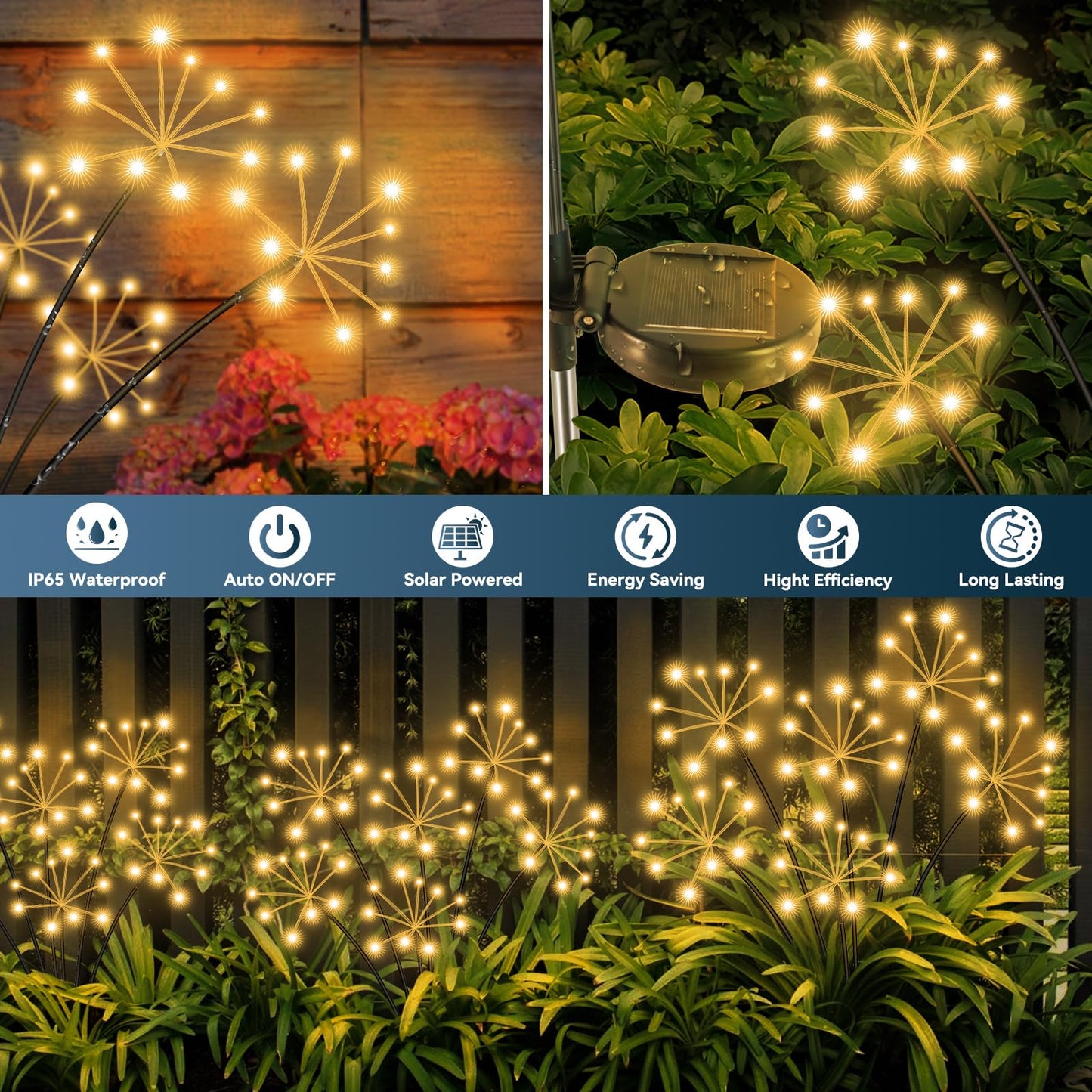 Solar Garden Lights 6 Pack Waterproof Swaying Starburst Light Solar Outdoor Lights For Yard Patio Walkway Pathway Party Wedding Decoration  Unique Gifts For Women  Warm White