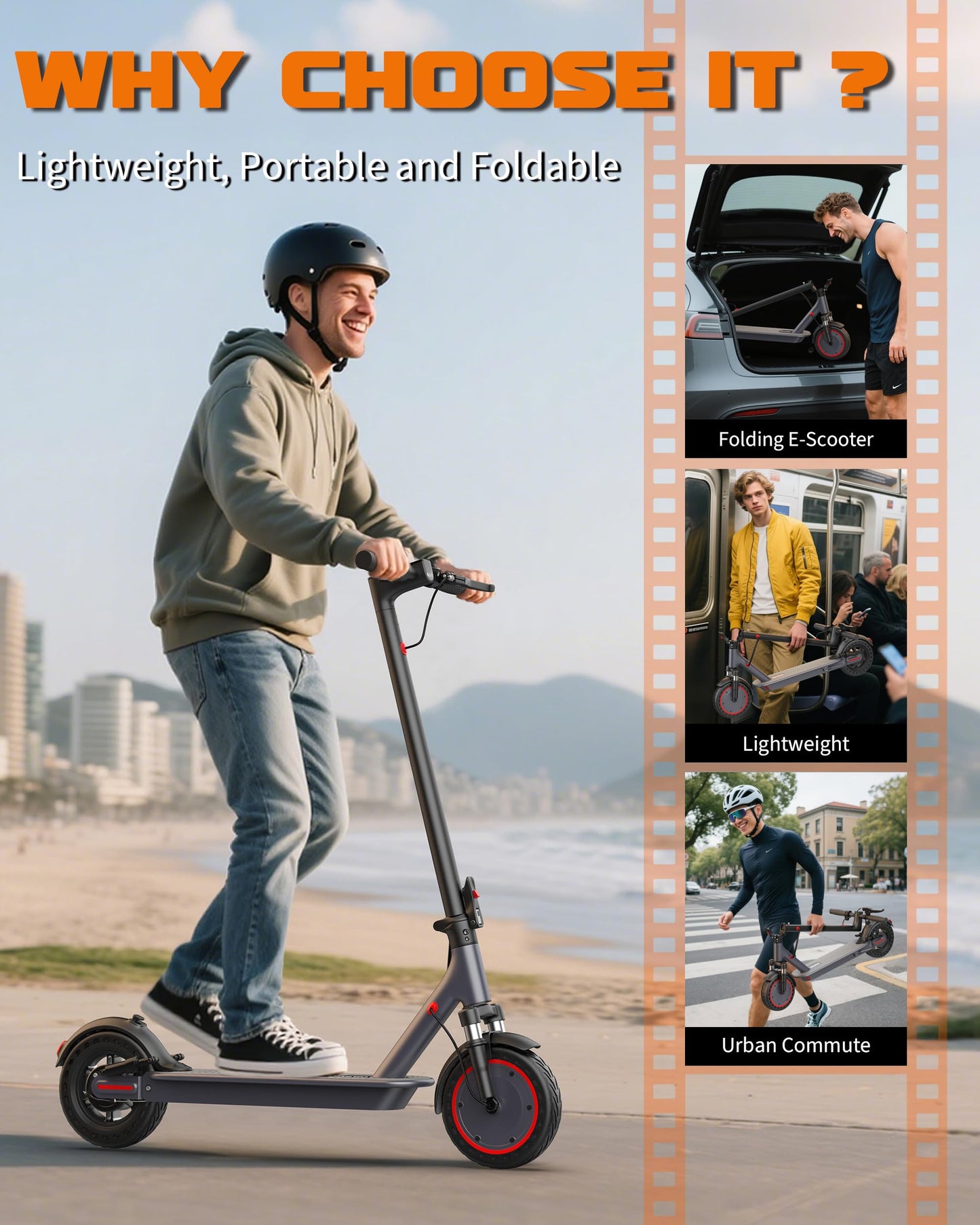 VOLPAM 10 Inches Electric Scooter, Dual Suspension, 21 MPH Top Speed, 500W Powerful Motor, 28 Miles Long Range, Dual Braking, Max Load 264 lbs