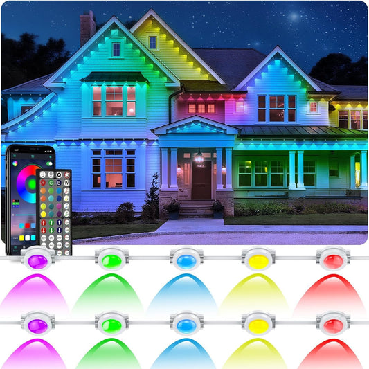 Letianpai 500Ft Permanent Outdoor Lights Rgb Eaves Lights With App Control Remote Diy Scene Modes Ip67 Waterproof Outdoors Under Eave Lighting Outdoor Light For Garden Decor