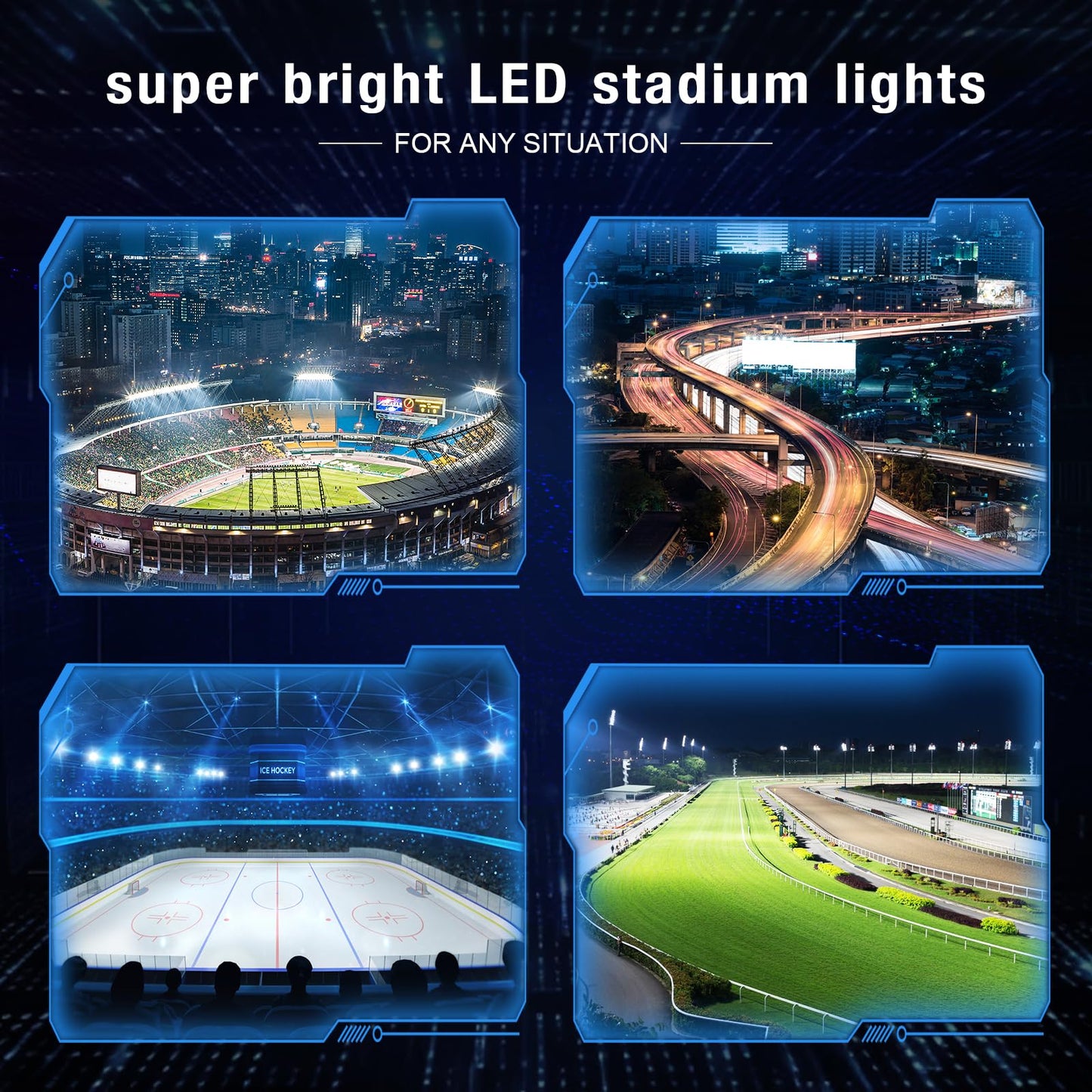 Tomourd 900W Led Stadium Lights  Ip66 High Power Outdoor Sport Court Arena Light Pro-Grade High Mast Lighting With Dimmable 10Kv Surge Protection Commercial And Industry For Large Area Lighting