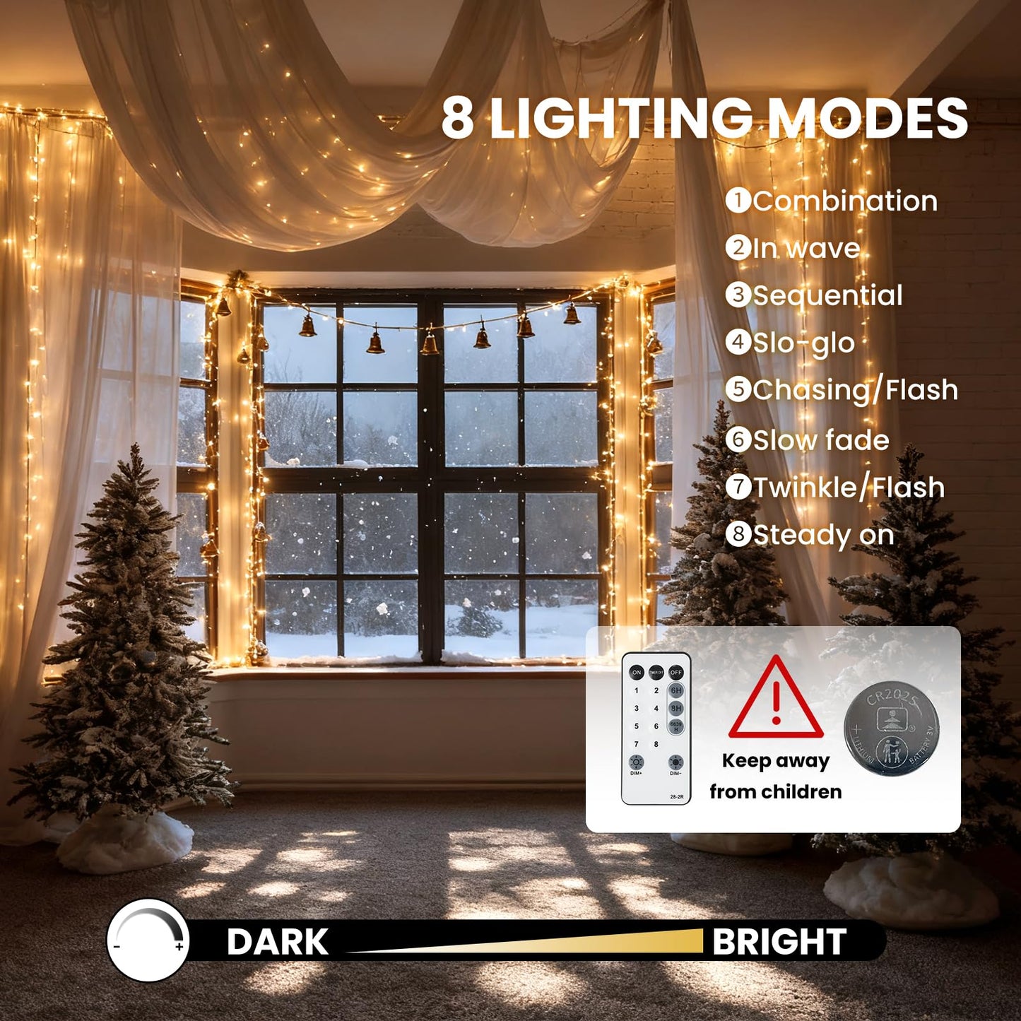 Dailyart Fairy Lights Plug In  1000 Led Twinkle String Light With Remote 75Ft Waterproof 8 Modes Warm Cluster Lights With Timer For Bedroom Wreath Window Wedding Christmas Tree Decoration Black Wire