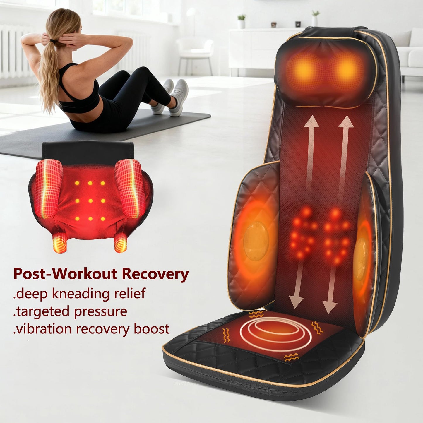 Nsyfe Neck and Back Massager with Heat - Shiatsu Full Back Walking Massager with Deep Kneading & Seat Cushion Vibration for Chair and Home, Pain Relief, Dual-Neck Detachable and Height Adjustment