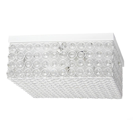LALIA HOME 2-Light Flush Mount Ceiling Light, 12 Inch Square, Metal, White, Model LHM-2004-WH