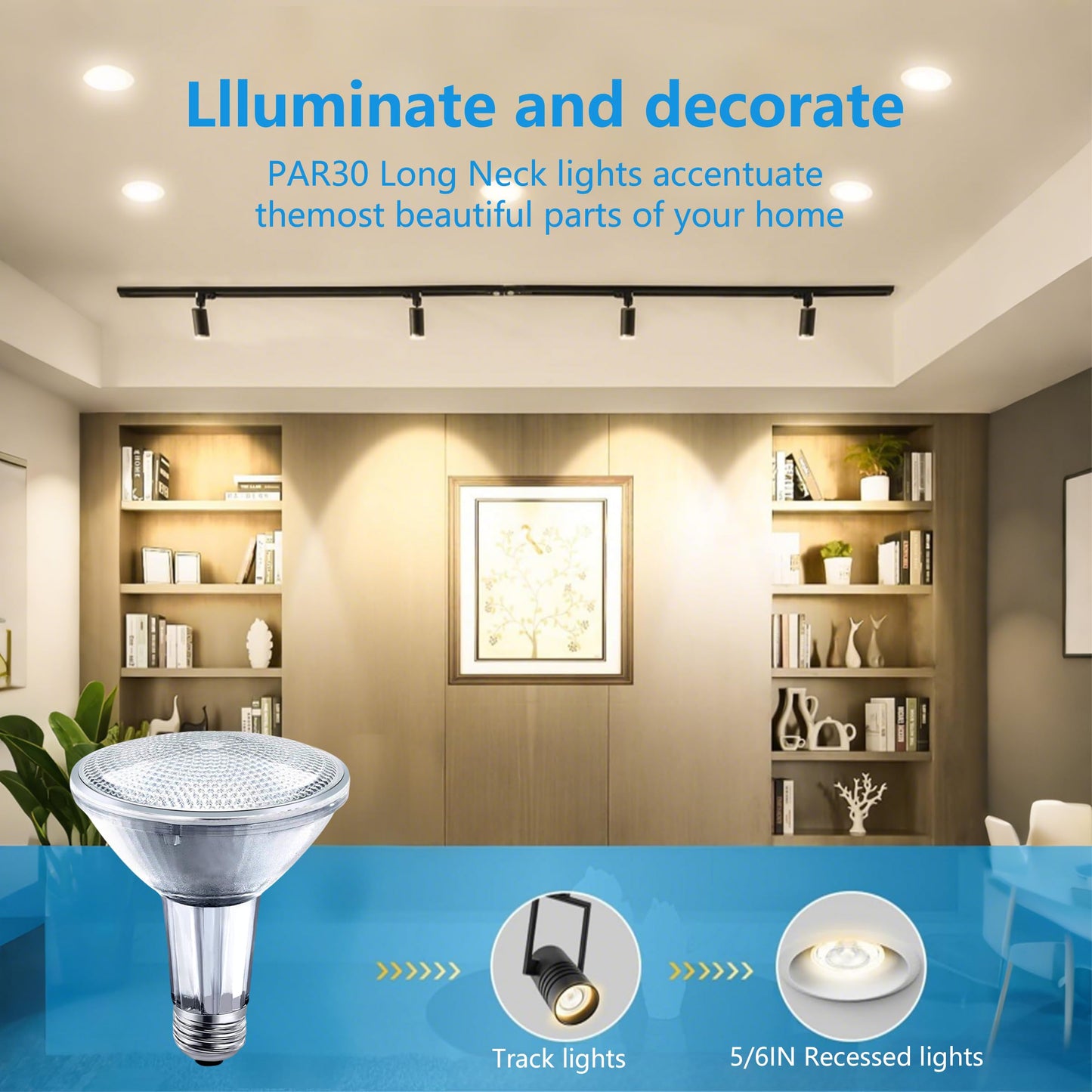 Misdood Par30 Long Neck Halogen Bulbs  120V 39W Par30 Flood Light Bulb  Dimmable  E26 Medium Base  2700K Warm Lighting  3000 Hours For Recessed Light Bulb  6 Pack