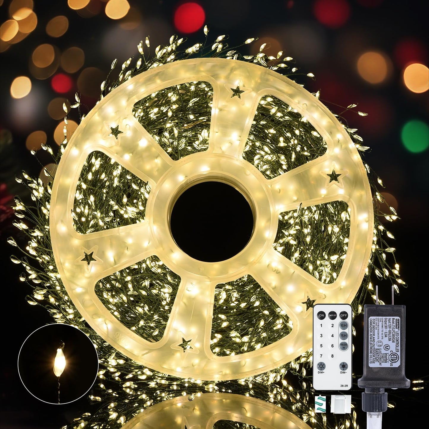 Fairy Lights Plug In  Dailyart 2000 Led Twinkle String Light With Remote 130Ft Waterproof 8 Modes Warm Cluster Lights With Timer For Bedroom Wreath Window Wedding Christmas Tree Decoration  Green Wire