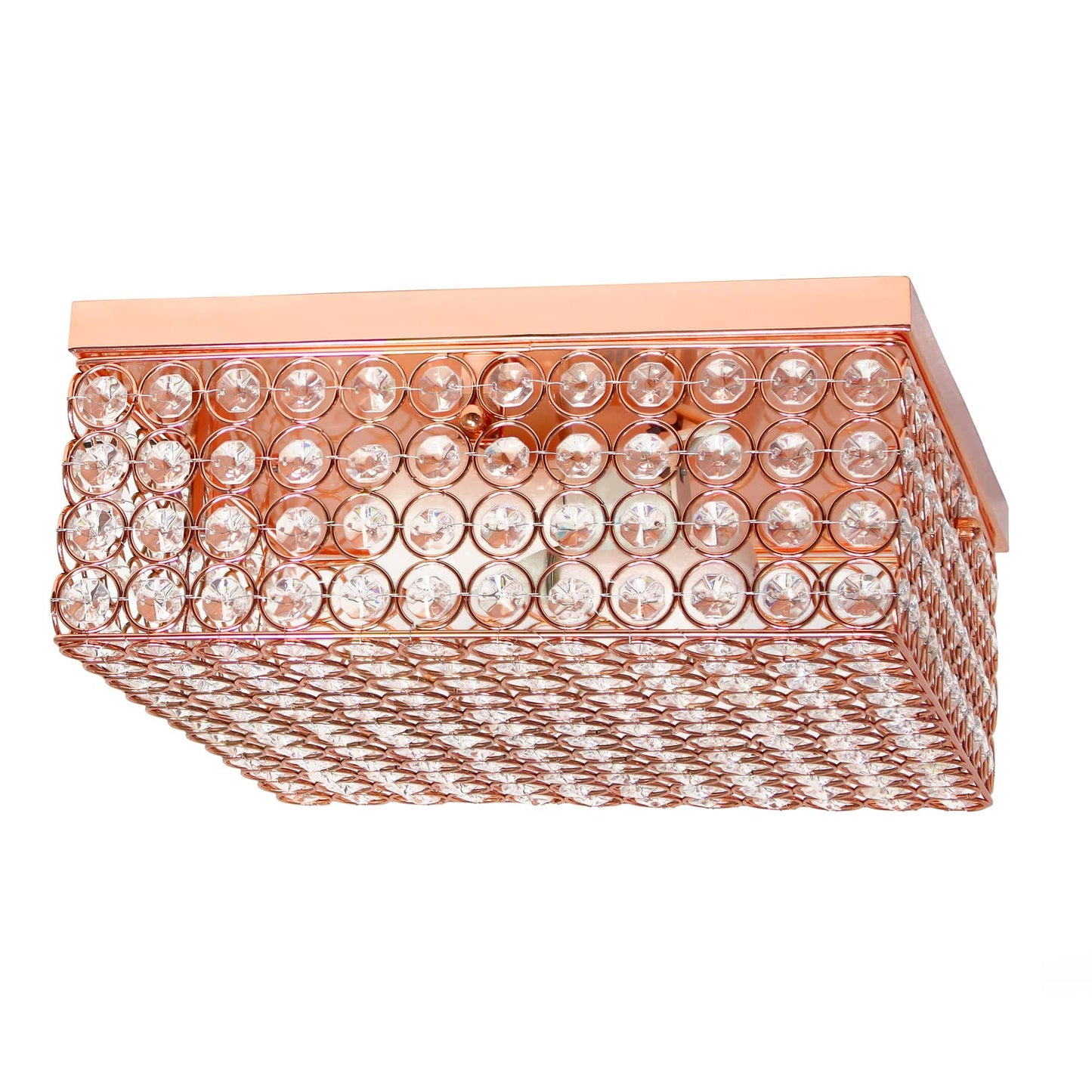 LALIA HOME Glam 2 Light Square Flush Mount, 12 Inch, Metal, Rose Gold, Model LHM-2004-RG