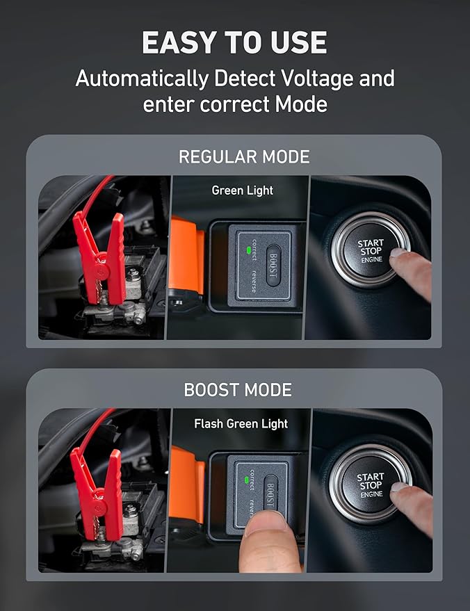 AstroAI S8 Car Battery Jump Starter, Car Jumper Starter Battery Pack for Up to 6.0L Gas & 3.0L Diesel Engines, 12V Portable Jump Box with 3 Modes Flashlight and Jumper Cable (Orange)