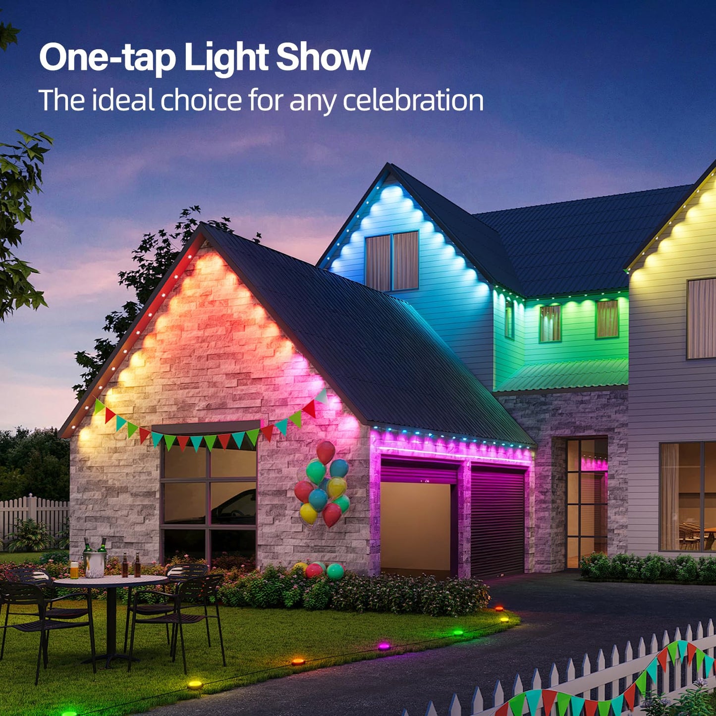 Ahawill 50Ft Permanent Outdoor Rgb Lights With Ip67 Waterproof  Smart Outdoor String Lights Remote Control  Eaves Lights With App  Daily And Accent Lighting For Halloween Christmas Holiday Decor
