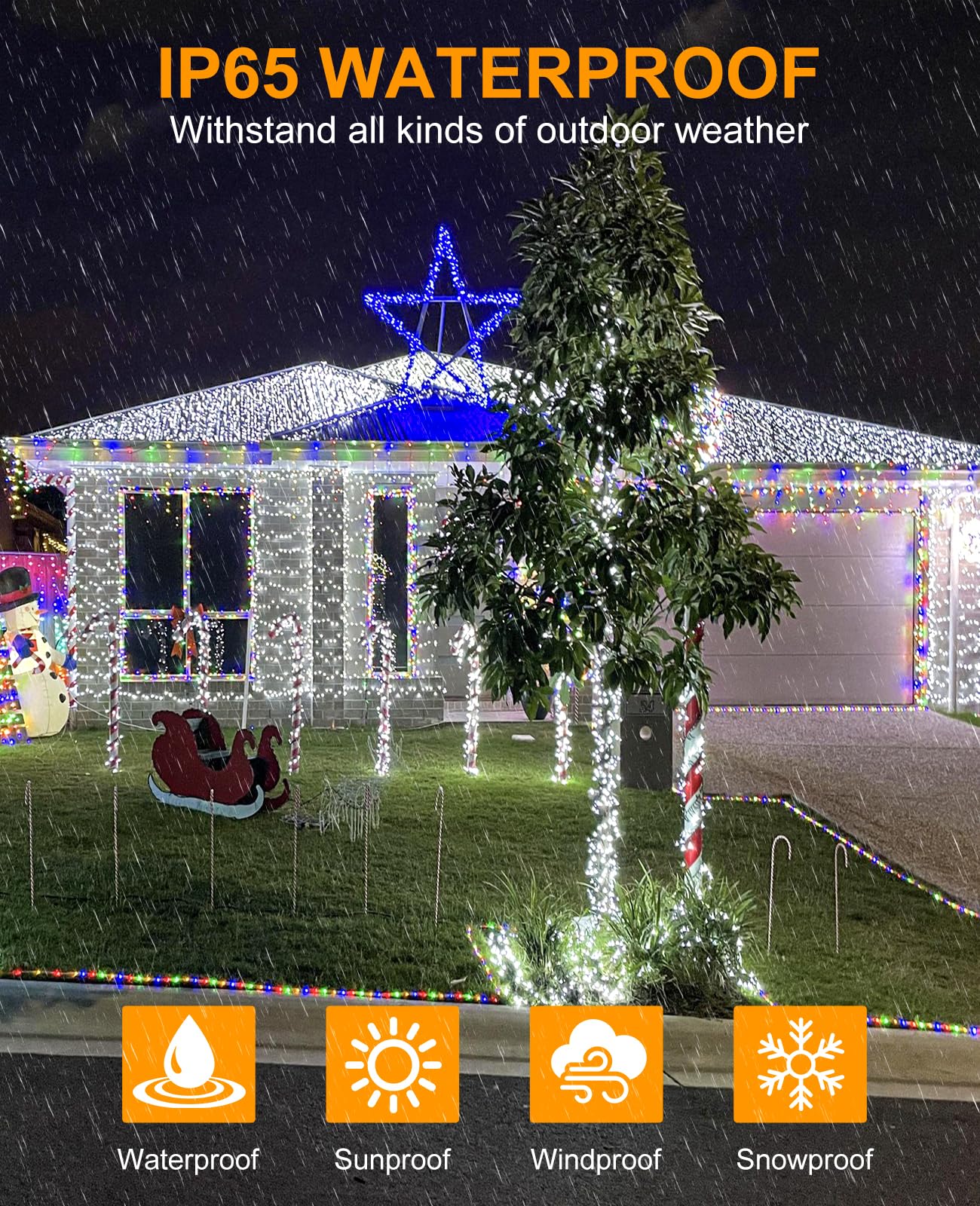 197Ft 600 Led Christmas Lights Outdoor  Plug In Christmas Tree Lights 8 Modes  Waterproof Green Wire String Twinkle Lights For Indoor House Patio Yard Party Wedding Holiday Decorations  White