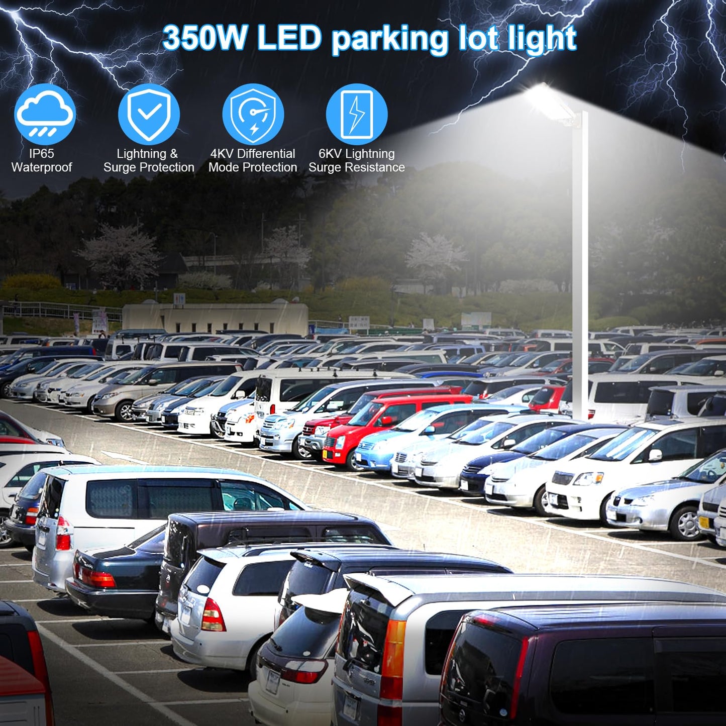 Biritalo 350W Led Parking Lot Light Outdoor:Arm Mount 52500Lm Super Bright Dusk To Dawn Led Shoebox Lighting Commercial 5000K 100-277V Ip65 Waterproof Wall Floodlights For Park Stadium Barn Yard