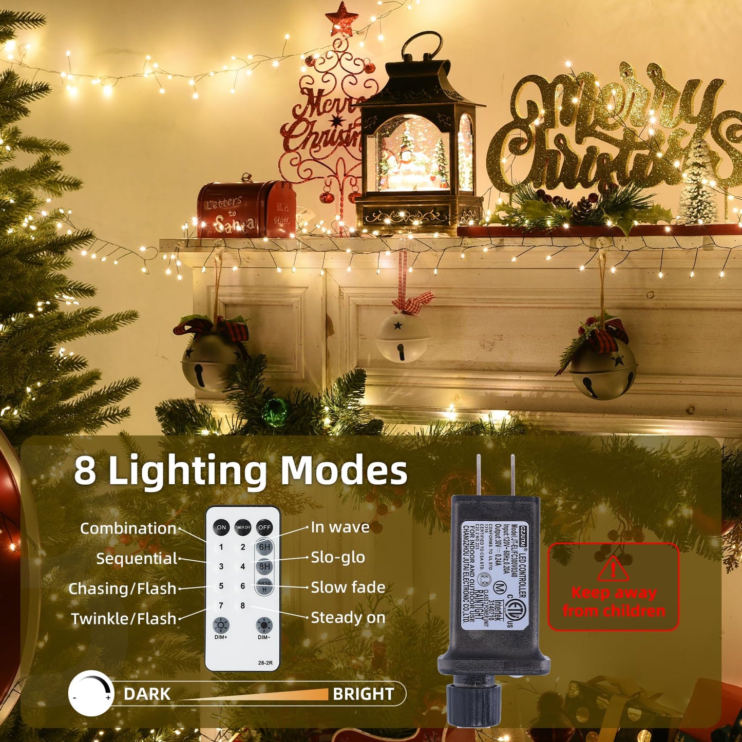 Lycklig Fairy Lights Plug In 3000Led 195Ft Warm Christmas Wreath Lights With Timer Remote Waterproof Fire er Firefly Cluster Twinkle String Light For Bedroom Graland Party Tree Decor Black Wire
