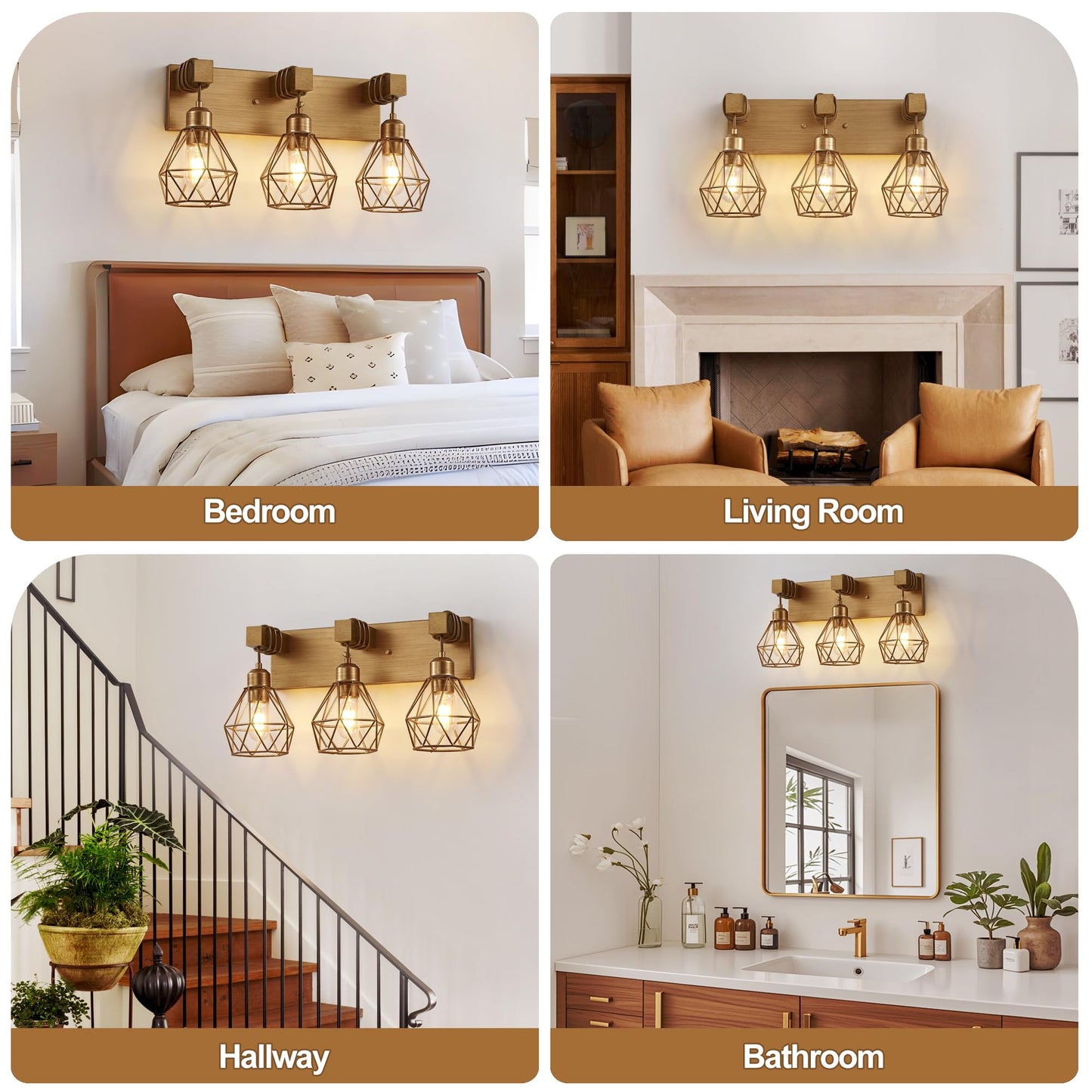 Gold Bathroom Vanity Light Fixtures  3-Light Gold Bathroom Light Fixtures Over Mirror  Sconces Wall Lighting With Elegant Metal Lampshade For Living Room  Bedroom  Hallway