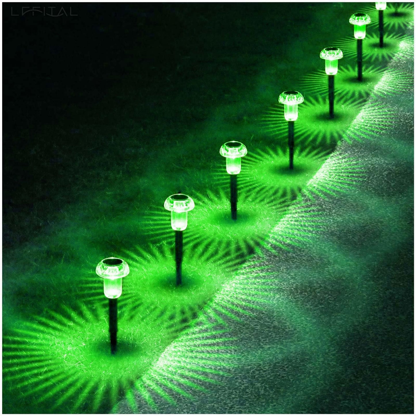 Lffital Halloween Solar Lights Outdoor 8 Pack Green Solar Pathway Lights Outdoor Mushroom Led Waterproof Lighting Stake For Outside  Yard  Path  Garden  Lawn  Patio  Landscape Decorations