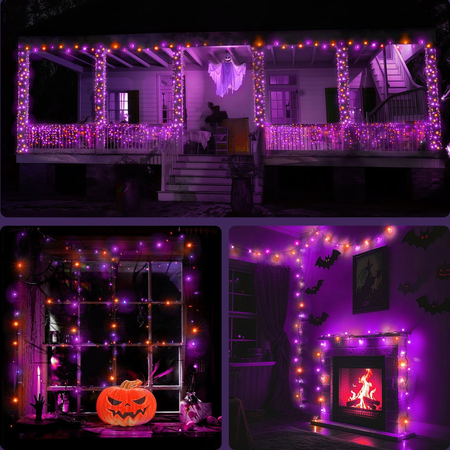 Wbao Halloween Lights Orange Purple 500Led 174Ft  Super Bright Led Halloween String Lights With Ul Certified  8 Lighting Modes  Timer  Memory & Waterproof For Indoor Outdoor Holiday Party Decorations