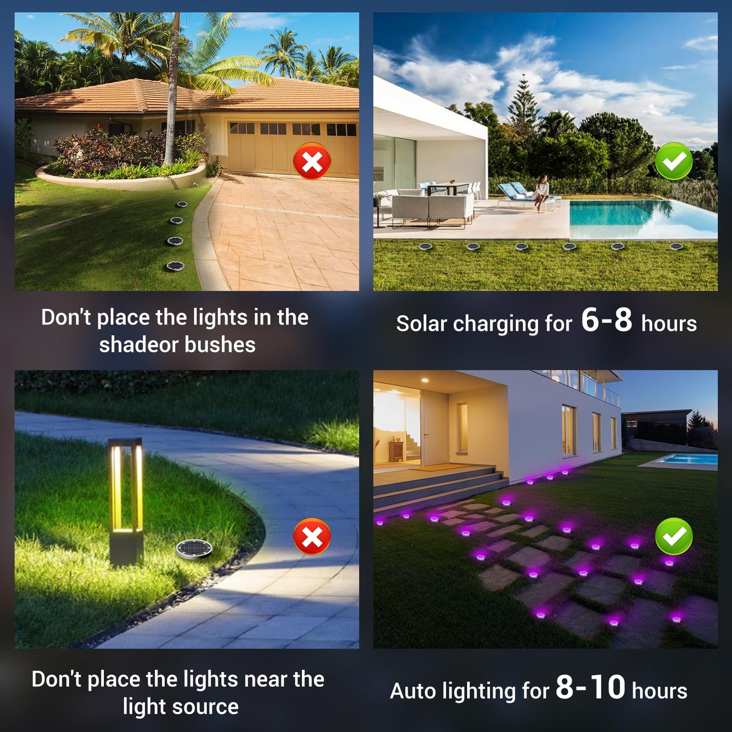 Peasur Solar Ground Lights Outdoor  12 Pack Flat Solar Powered Disc Lights  Ip68 Waterproof  Anti-Rust  Landscape Lighting For Pathway Garden Yard Lawn Walkway Landscape Driveway  Purple