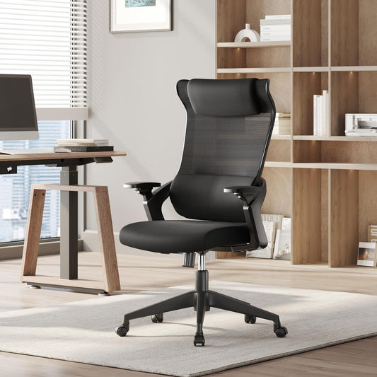 EUREKA ERGONOMIC OC77 Mesh Office Chair, Ergonomic Office Chair, Home Office Desk Chairs with Oversized Headrest and 3D Armrests, Computer Desk Chair, Black