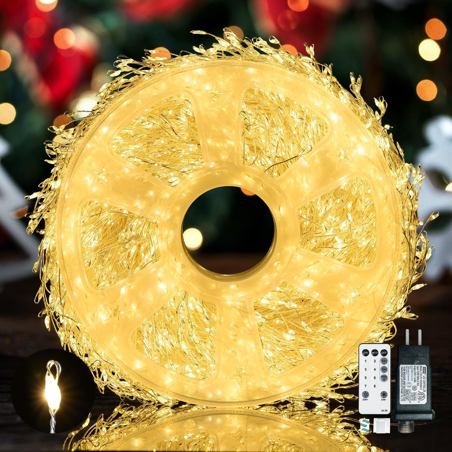 Fairy Lights Plug In Dailyart 3000 Led Cluster Lights With Timer 195Ft Waterproof Warm Twinkle String Light With Remote For Bedroom Wreath Garland Window Wedding Christmas Tree Decoration Sliver Wire
