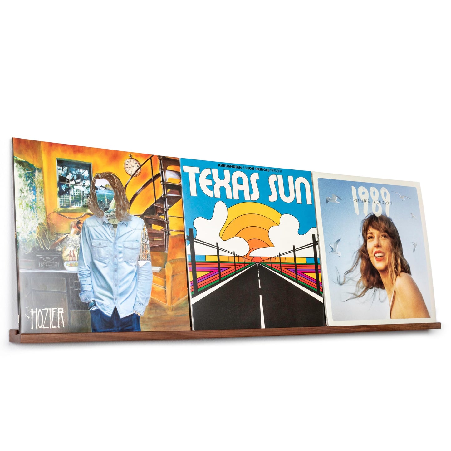 Vinyl Record Shelf - 3 Metal Display Shelves - Wall Mount Now-Playing Vinyl Shelves - an Album Record Holder That Doubles as a Picture Ledge - Fits All Records (Red)