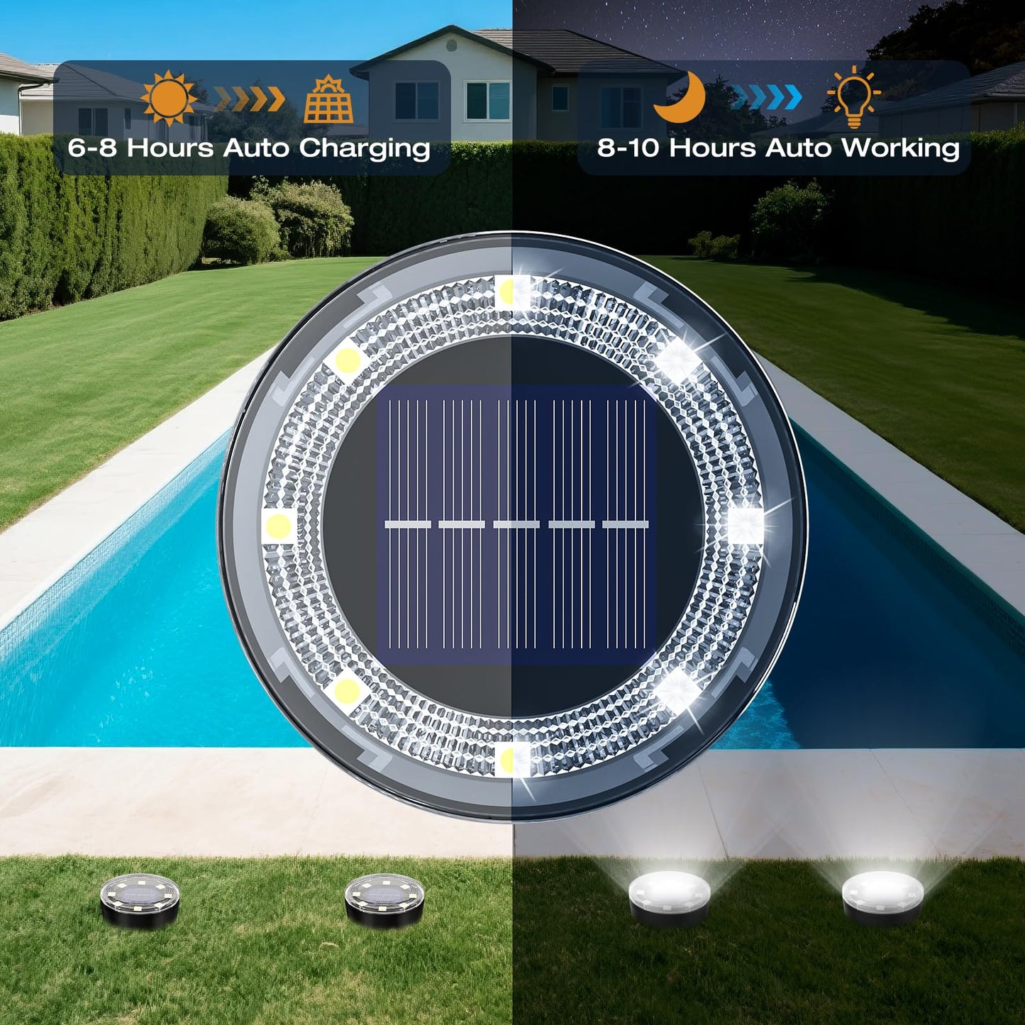 Vighep Mini Solar Ground Lights  24 Pack Solar Lights Outdoor Waterproof  Upgraded Led Flat Landscape Lighting For Outside Pathway Garden Patio Yard Driveway Cold White