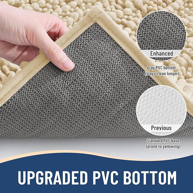 Arotive Luxury Chenille Bathroom Rug Mat, Extra Soft Thick Absorbent Shaggy Bath Rugs, Non-Slip Machine Wash Dry, Plush Bath Mats for Bathroom, Shower and Tub, 36x24, Cream Beige