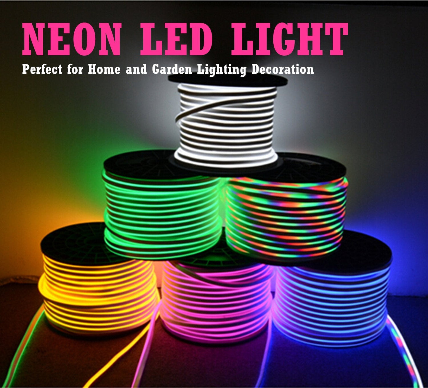 IEKOV LED Neon Light, Dimmable Waterproof Rope Light, 20m/65.6ft, Red, Flexible 2835 SMD, Model NEON LIGHT-R-20M
