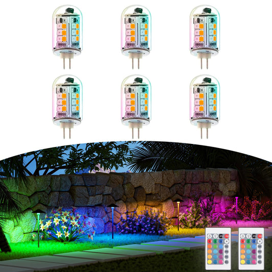 Makergroup Rgb T3 G4 Bi-Pin Led Bulbs 12V Color Changing  Warm White+15 Multicolors And 4-Level Brightness On Remote Control For Outdoor Low Voltage Landscape Lighting