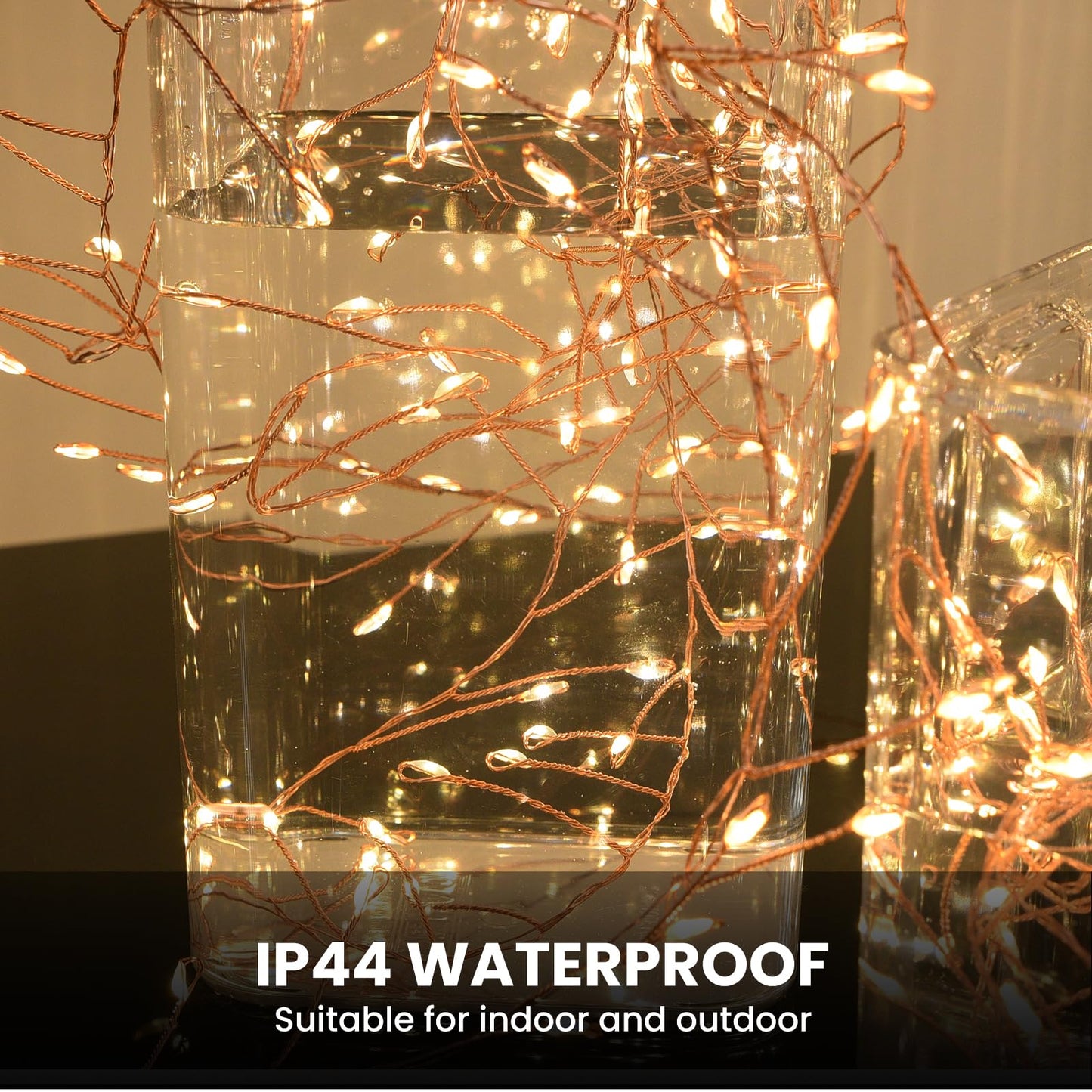 Dailyart Fairy Lights Plug In  3000 Led Cluster Lights With Timer 195Ft Waterproof Warm Twinkle String Light With Remote For Bedroom Wreath Garland Window Wedding Christmas Tree Decoration Gold Wire
