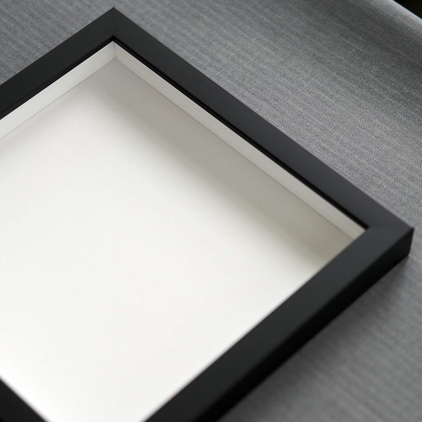 10x15 Shadow Box Black Solid Wood Display Frame with White Acid-Free Backing UV Acrylic & Hanging Hardware - with 3/4" Usable Depth
