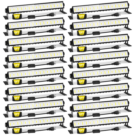 16 Pack Led Shop Light 5400Lm Super Brighter  45W Plug In Garage Light With 6Ft Cord And On/Off Switch  6000K Ip66 Waterproof Outdoor Work Shop Bay Lighting For Garage Workshop Warehouse Factory Yard
