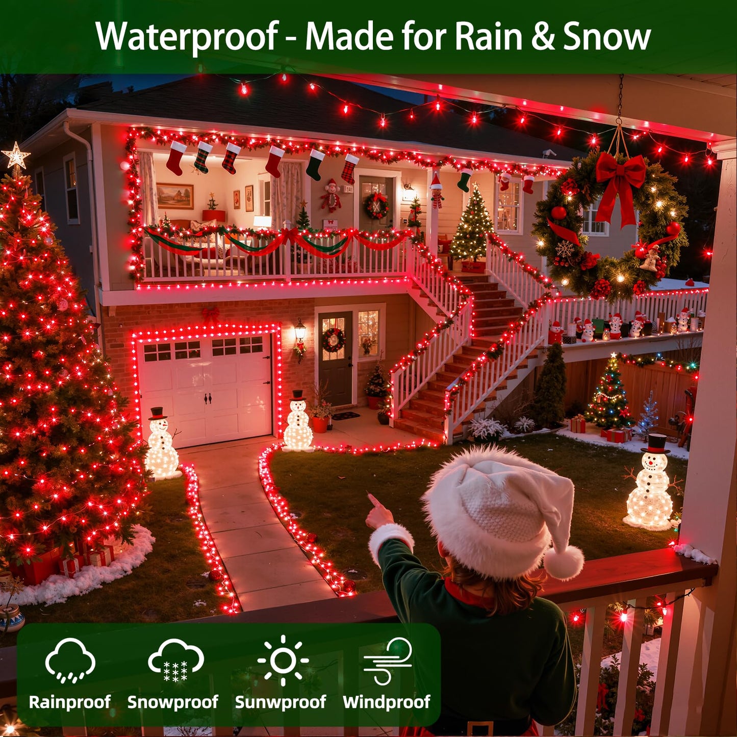 Quhuatu 750 Led Chrstmas Lights  240Ft Outdoor Christmas String Lights With 12 Modes  Red Led String Lights With Timer Dimmable Waterproof For Tree Fence Garden Xmas Wedding Party Decor Red