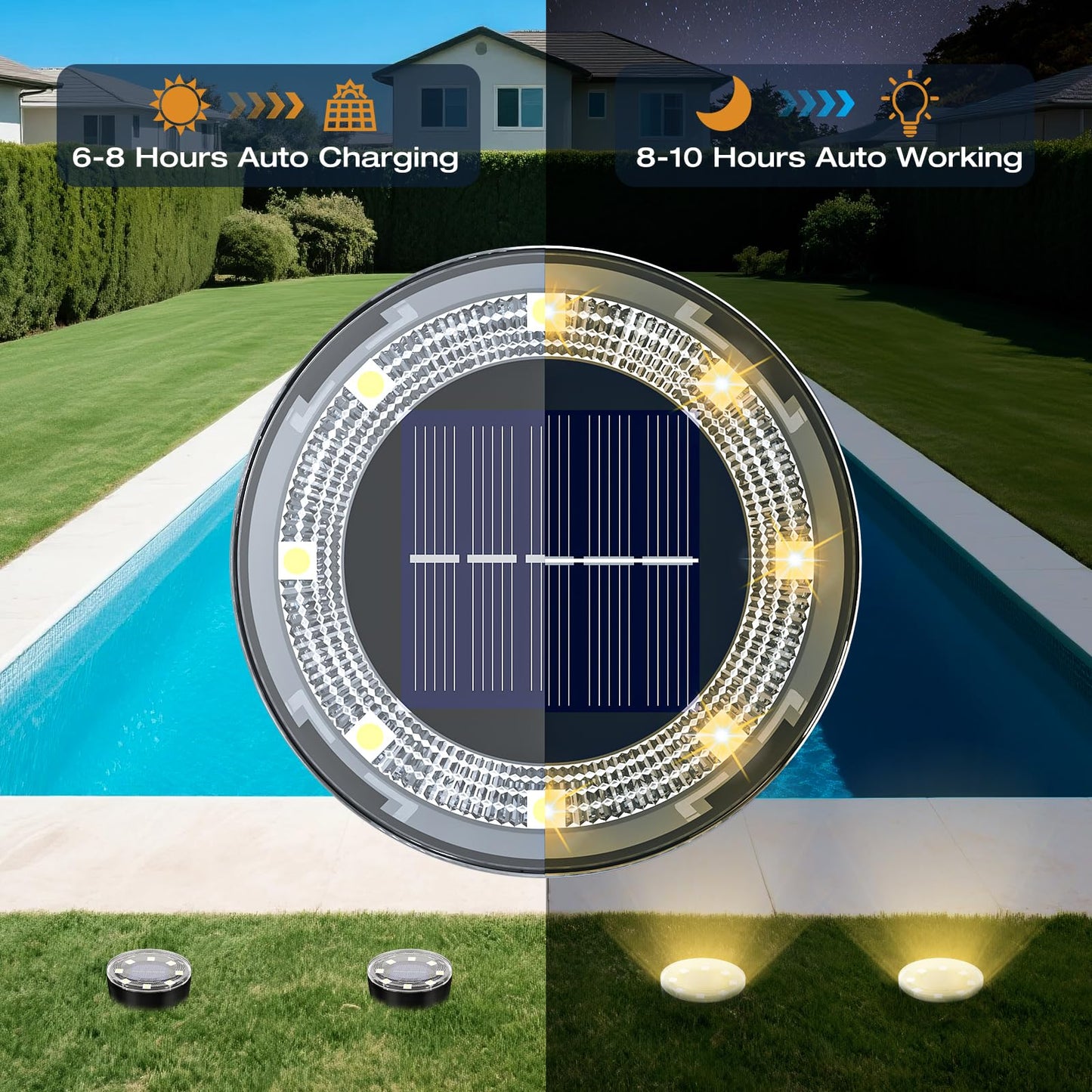 Vighep Mini Solar Ground Lights  24 Pack Solar Lights Outdoor Waterproof  Upgraded Led Flat Landscape Lighting For Outside Pathway Garden Patio Yard Driveway Warm White