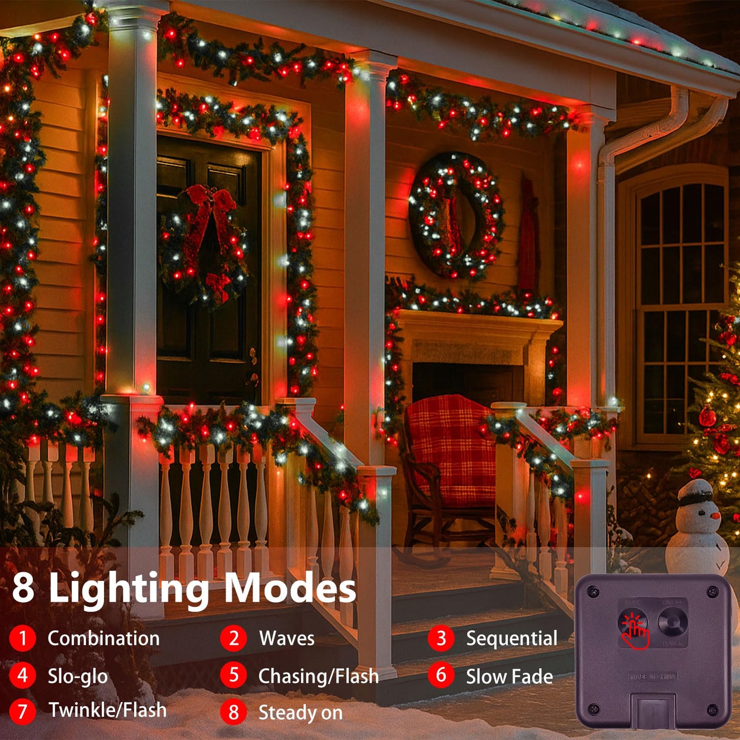 4 Pack 180Ft Solar Christmas Lights Outdoor Waterproof  Super Bright 320 Led Solar String Lights With 8 Lighting Modes  Green Wire Twinkle Tree Light For Outside Xmas Party Decorations (Red And White)