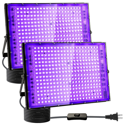 2 Pack 300W Black Lights  Blacklight Flood Light With Plug And Switch For Glow Party  Black Light Party  Halloween  Body discomfort-reducingt  Neon Glow  Fluorescent Poster  Stage Lighting