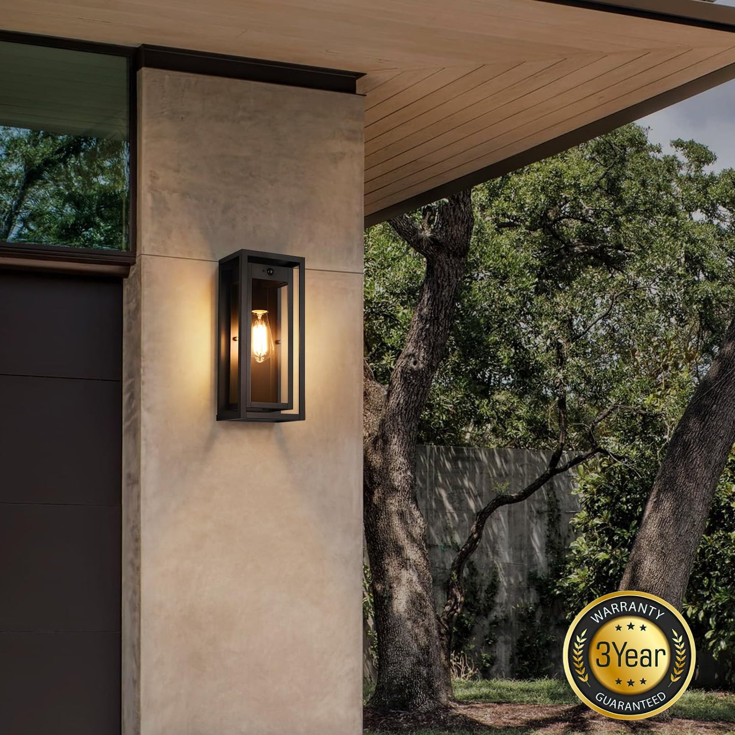 Slypadan 15 Motion Sensor Outdoor Wall Lights  2 Pack Large Dusk To Dawn Outdoor Lights  3 Lighting Modes Waterproof Anti-Rust Wall Sconces  Exterior Lighting Fixtures For Front Door  Porch  Garage