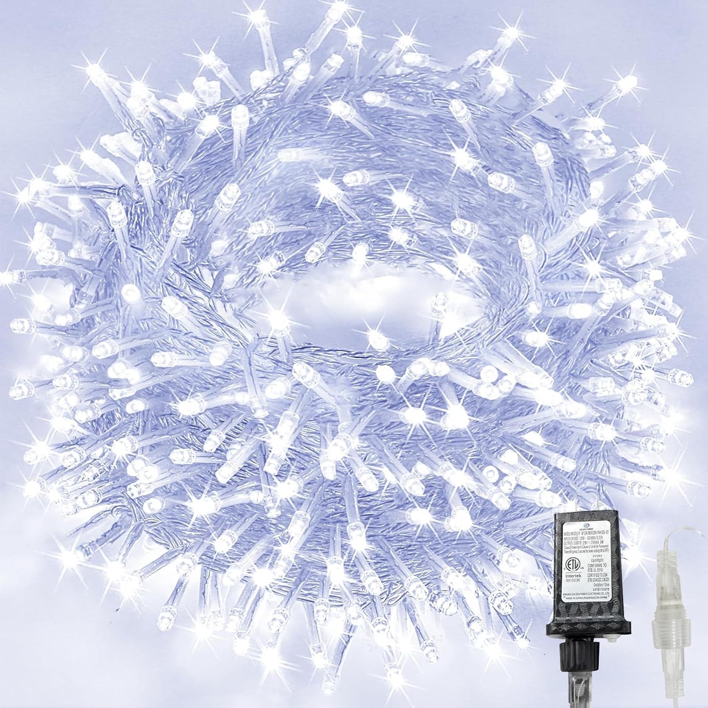 288Ft 800Led Extra-Long String Lights Indoor Outdoor Clear Wire  Cold White Christmas String Lights  Plug In Twinkle Fairy Light With Timer And Memory For Wedding Patio Tree Yard Christmas Decorations