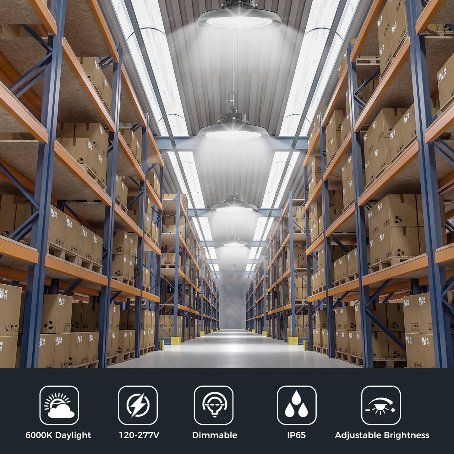 High Bay Lights Led Ufo Light 240W Led Shop Lights 6000K Ip65 Commercial Bay Lighting Fixture 43200 Lm Super Bright  5Ft Cable Plug & Play For Warehouse Factory Garage Workshop Barn 12 Pack