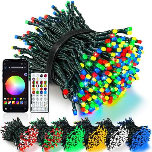 Smart Color Changing Christmas Lights With Remote & App  175Ft 500 Led Rgb Dimmable Christmas String Lights  Waterproof Fairy Twinkle Light For Indoor Outdoor Xmas Tree Wedding Holiday Decorations