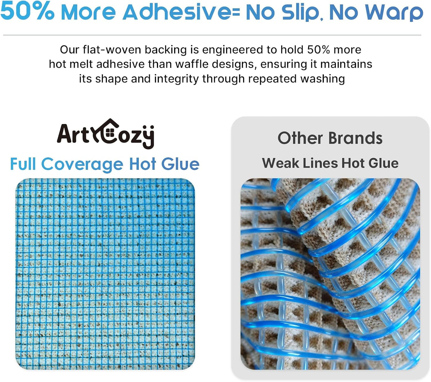 ArtyCozy Waffle Bath Mat Set of 2, Super Absorbent Soft Non-Slip Boho Bath Rugs with Flat-Woven Hot Glue Backing for Bathroom, Machine Washable Bath Mats, 18" × 30" Plus 24" × 72", Brown & White