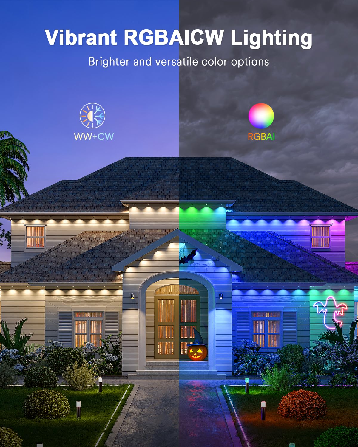 Lumary Permanent Outdoor Lights Max  105Ft With 80 Led Eave Lights 4800Lm  Rgbaicw Smart Outdoor Lighting Ip67 Waterproof  Scene Modes For Daily And Accent Lighting  Works With Alexa/Google Assistant