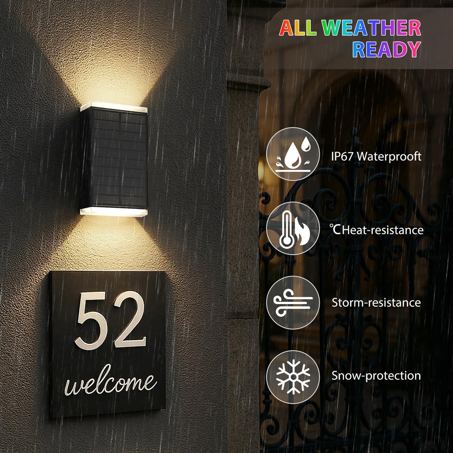Ugdluck Solar Lights Outdoor 8 Lighting Modes Dusk To Dawn Lighting Wall Sconce Ip67 Waterproof Up And Down Solar Wall Light Front Door Light For House  Garage  Porch  Doorway Fence (8 Pack)