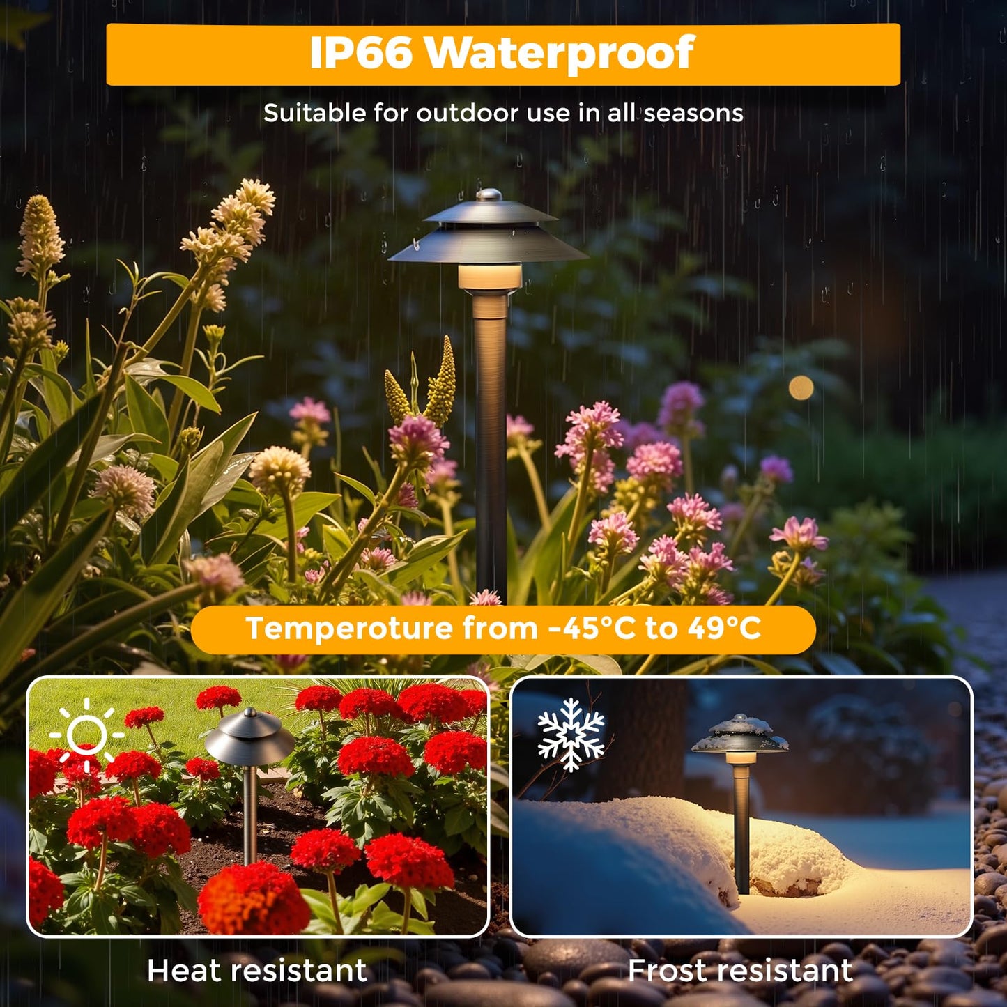 Gardencoin Solid Brass Low Voltage Landscape Pathway Lights (6 Shade  19 Tall)  12V Led Heavy Duty Path Lighting Outdoor Wired  Waterproof Antique Bronze Walkway Light Without G4 Bulb 12 Pack