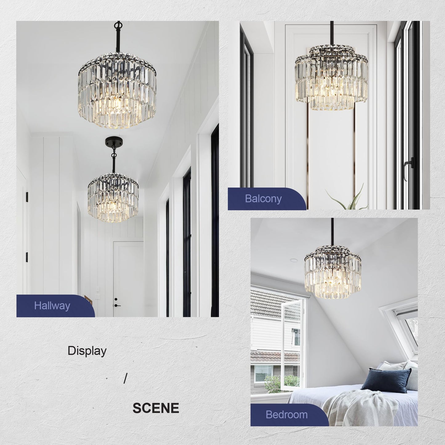 Lighceac Modern 12.8 Black Crystal Chandelier Ceiling Light Fixtures For Dining Room stylish Glam 4-Light Crystal Chandeliers Lighting For Bedroom Entryway Hallway Living Room Kitchen Island Foyer