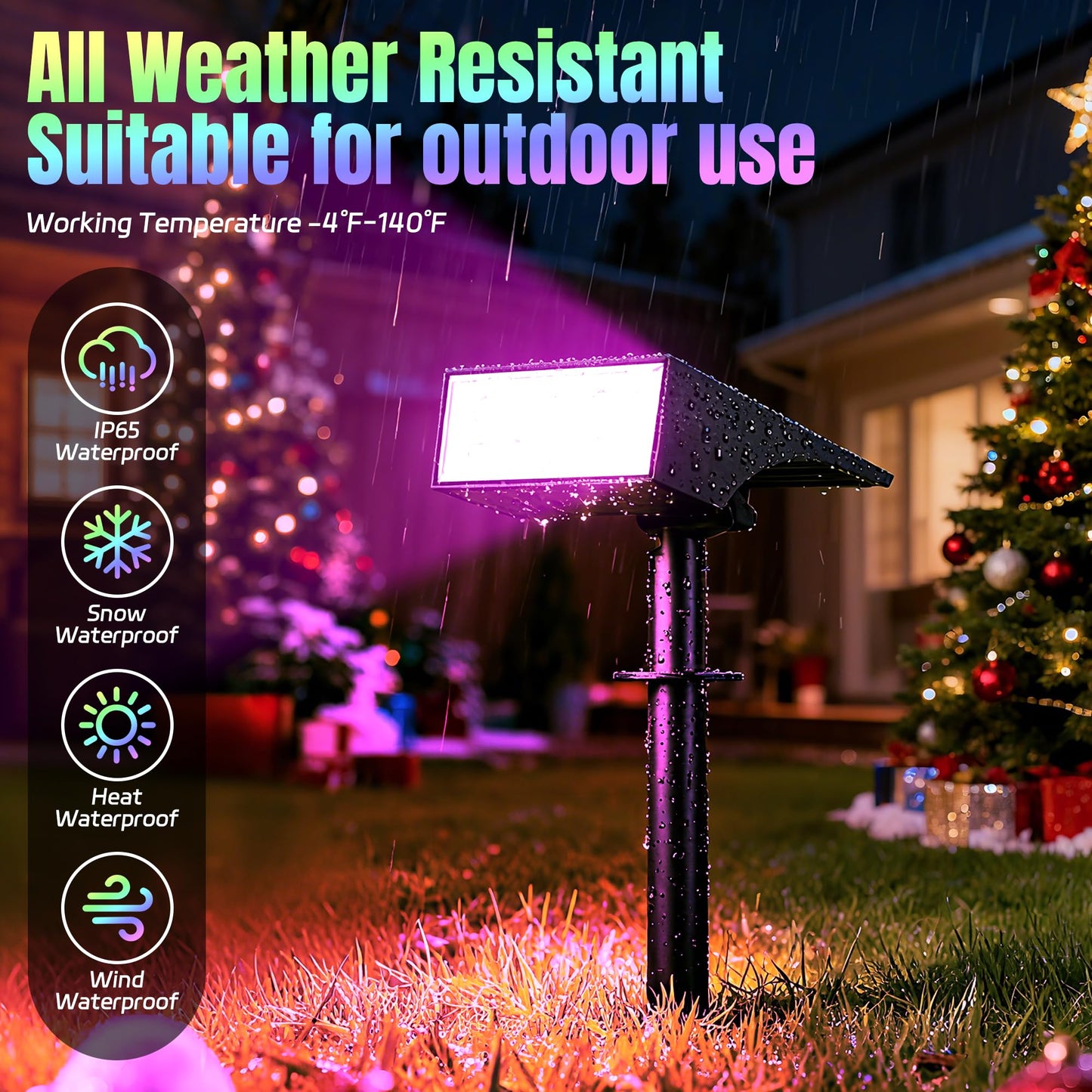 Wenaty Solar Spot Lights Outdoor Color Changing  [7 Mode/12 Pack] Christmas Landscape Spotlights  Solar Lights Outdoor Waterproof Led Powered Flood Light For Halloween Pathway Yard Garden Tree Walkway