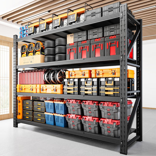 RAVIGIN 7000LBS Storage Shelves,79" W Garage Shelving Heavy Duty Metal Adjustable Garage Shelves, Shelving Units Industrial Shelving for Warehouse,79" W x 24" D x 79" H,Black